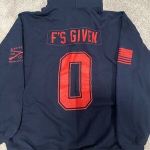 Grunt Style Navy Ble Hoodie with Red Graphic 0 F’s Given